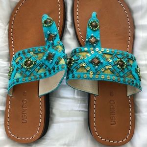 Usindo beaded and sequin sandals